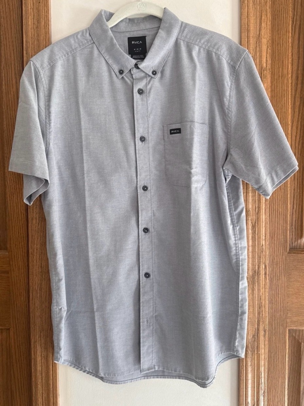 RVCA Men's Short-Sleeve Button-Down Shirt — Light Gray